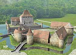 Tour de Vesvre - la tour et la ferme de Vesvre au XVI°siècle (reconstitution 3D)