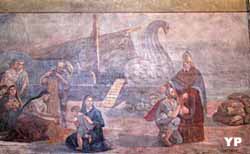 Saint Nicolas, pour sauver son peuple de la famine fait aborder miraculeusement au port de Myre un navire chargé de blé (Claude Drouillard, 1895)