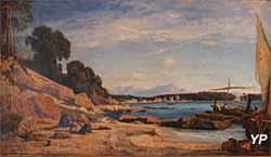 Musée de la Castre - Ravaudage des filets sur le littoral provençal, huile sur toile (Ernest Buttura, 1864)