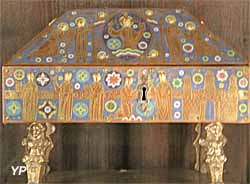 Basilique Saint-Sernin - coffret reliquaire de la Vraie Croix (plaques de cuivre dorées et émaillées, XVIe s.)