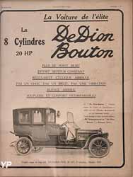 Publicité De Dion Bouton 8 cylindres 20 hp