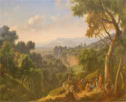 Pierre l'Ermite prêchant la Première croisade dans les montagnes d'Auvergne (Alexandre-Hyacinthe Dunouy - Musée d'art Roger-Quilliot)