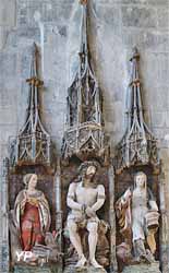 Retable polychrome de sainte Marthe - sainte Marthe, Christ couronné d'épines, sainte Marguerite (XVIe s.)